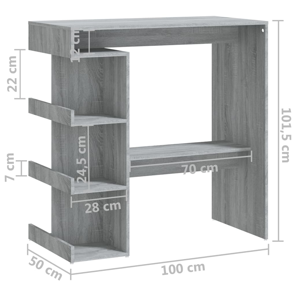 vidaXL Barski stol sa stalkom boja sivog hrasta sonome 100x50x101,5 cm