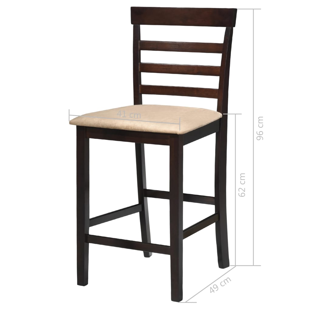 vidaXL 3-dijelni barski set stola i stolica od masivnog drva tamnosmeđi