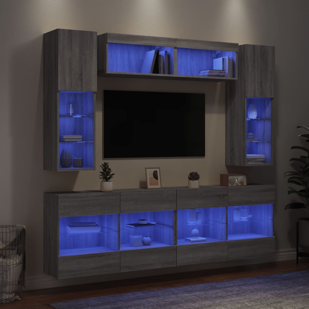 vidaXL 6-dijelni set zidnih TV ormarića LED boja hrasta sonome