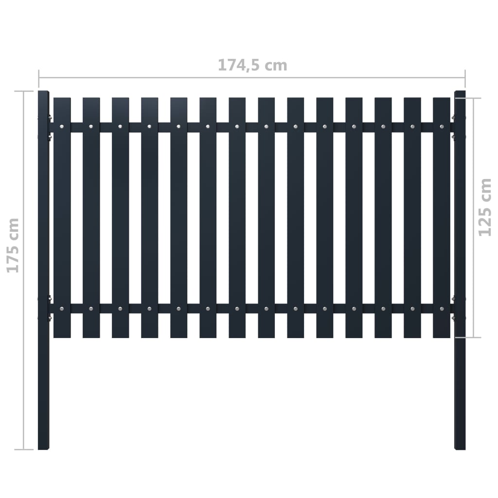 vidaXL Panel za ogradu antracit 174,5 x 125 cm čelik obložen prahom