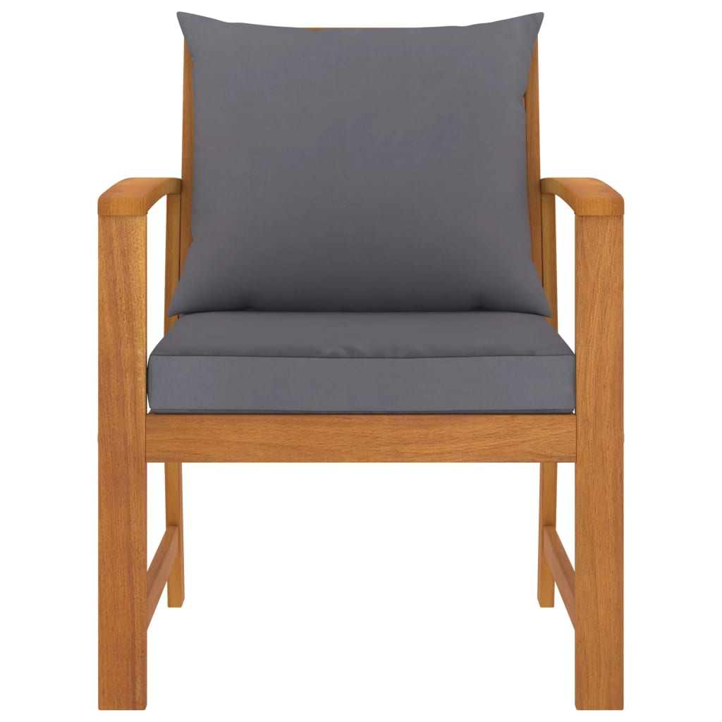 vidaXL Vrtne stolice s tamnosivim jastucima 2 kom od bagremovog drva