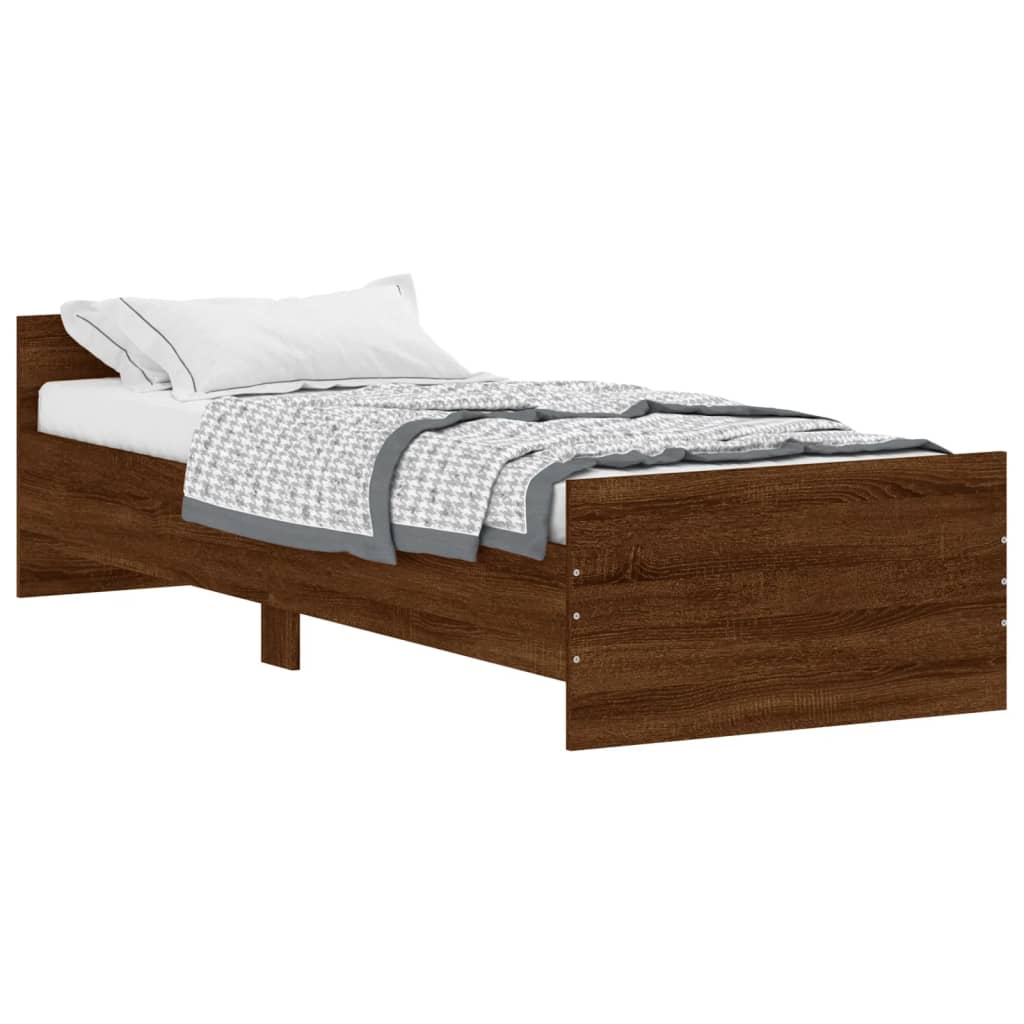 vidaXL Okvir kreveta boja hrasta 75x190 cm mali od konstruiranog drva