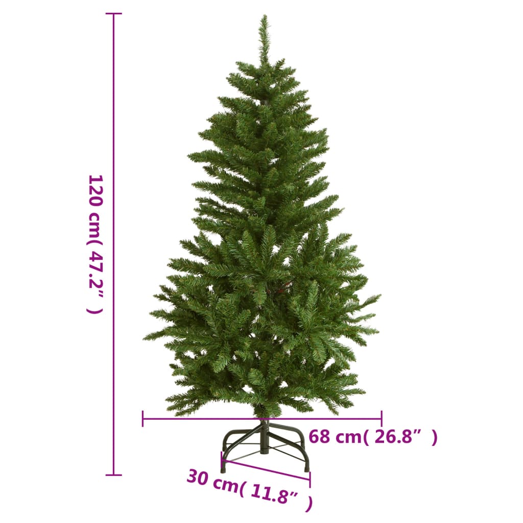 vidaXL Umjetno božićno drvce sa šarkama i stalkom zeleno 120 cm