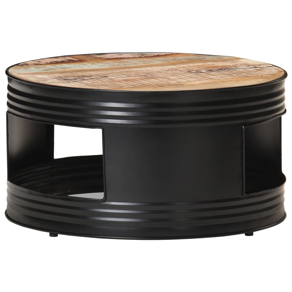 vidaXL Stolić za kavu crni 68x68x36 cm od masivnog obnovljenog drva