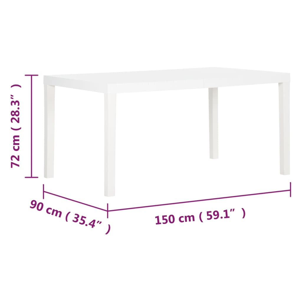 vidaXL Vrtni stol 150 x 90 x 72 cm PP bijeli