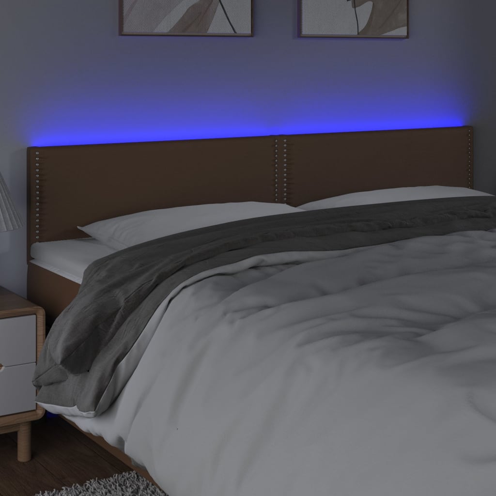 vidaXL LED uzglavlje smeđe 180 x 5 x 78/88 cm od umjetne kože