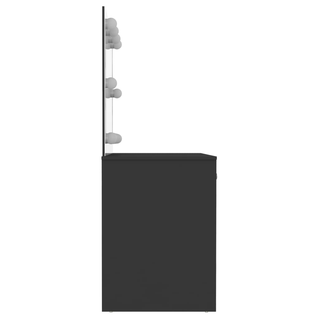 vidaXL Stolić za šminkanje s LED svjetlima 110 x 55 x 145 cm MDF crni