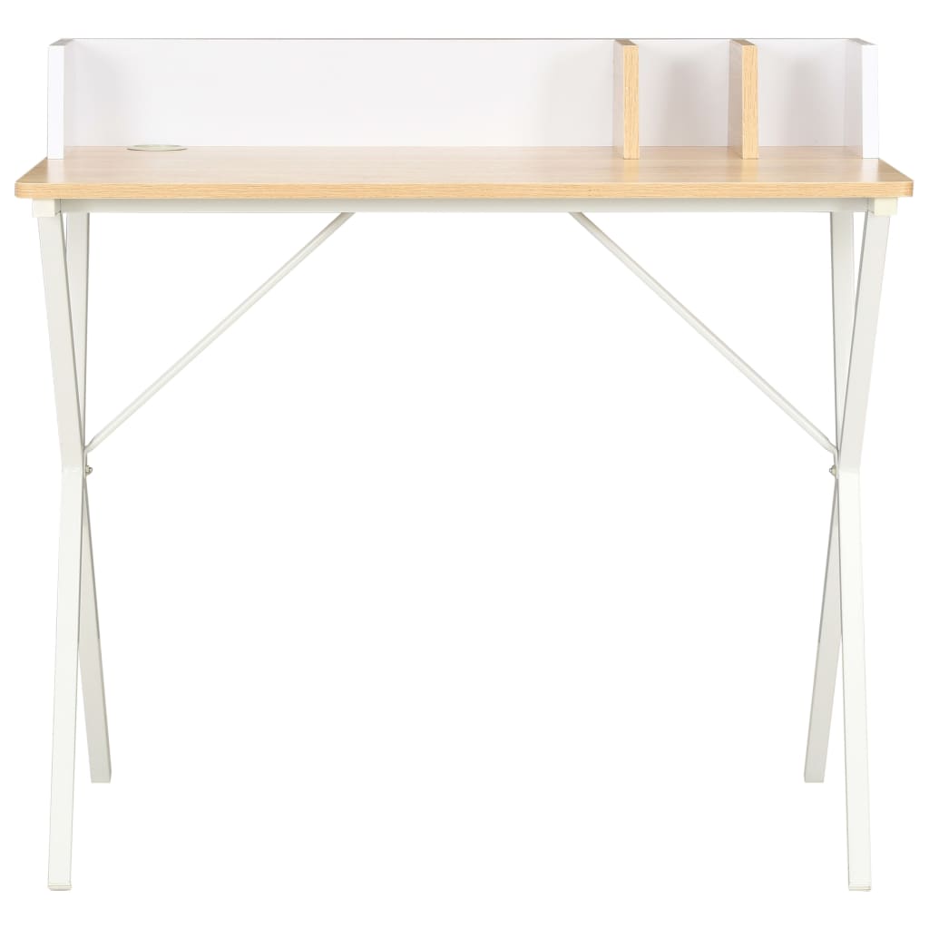 vidaXL Radni stol bijela i prirodna boja 80 x 50 x 84 cm