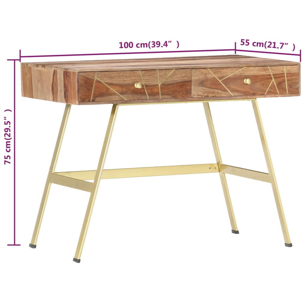 vidaXL Pisaći stol s ladicama 100 x 55 x 75 cm masivno drvo šišama