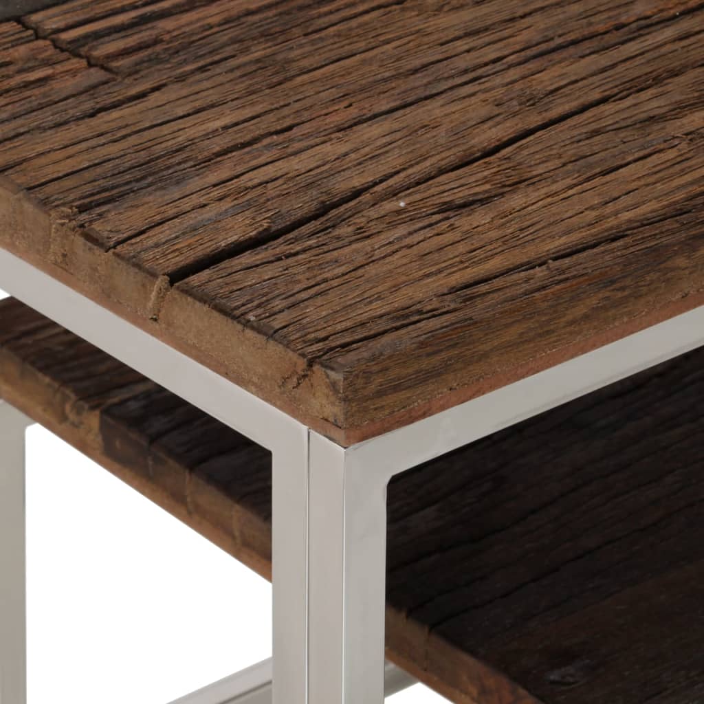vidaXL Konzolni stol srebrni od nehrđajućeg čelika i drva za pragove