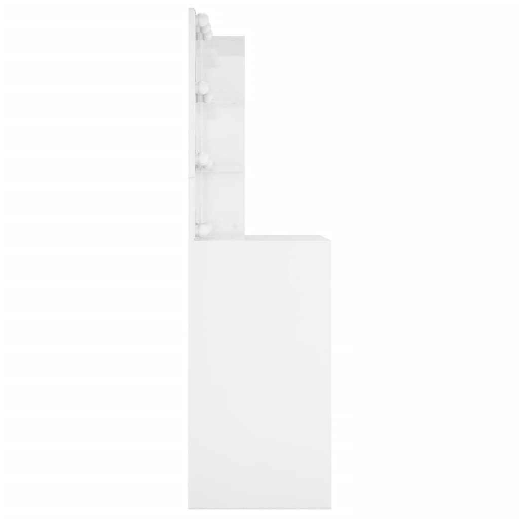 vidaXL Toaletni stolić s LED svjetlima sjajni bijeli 60 x 40 x 140 cm