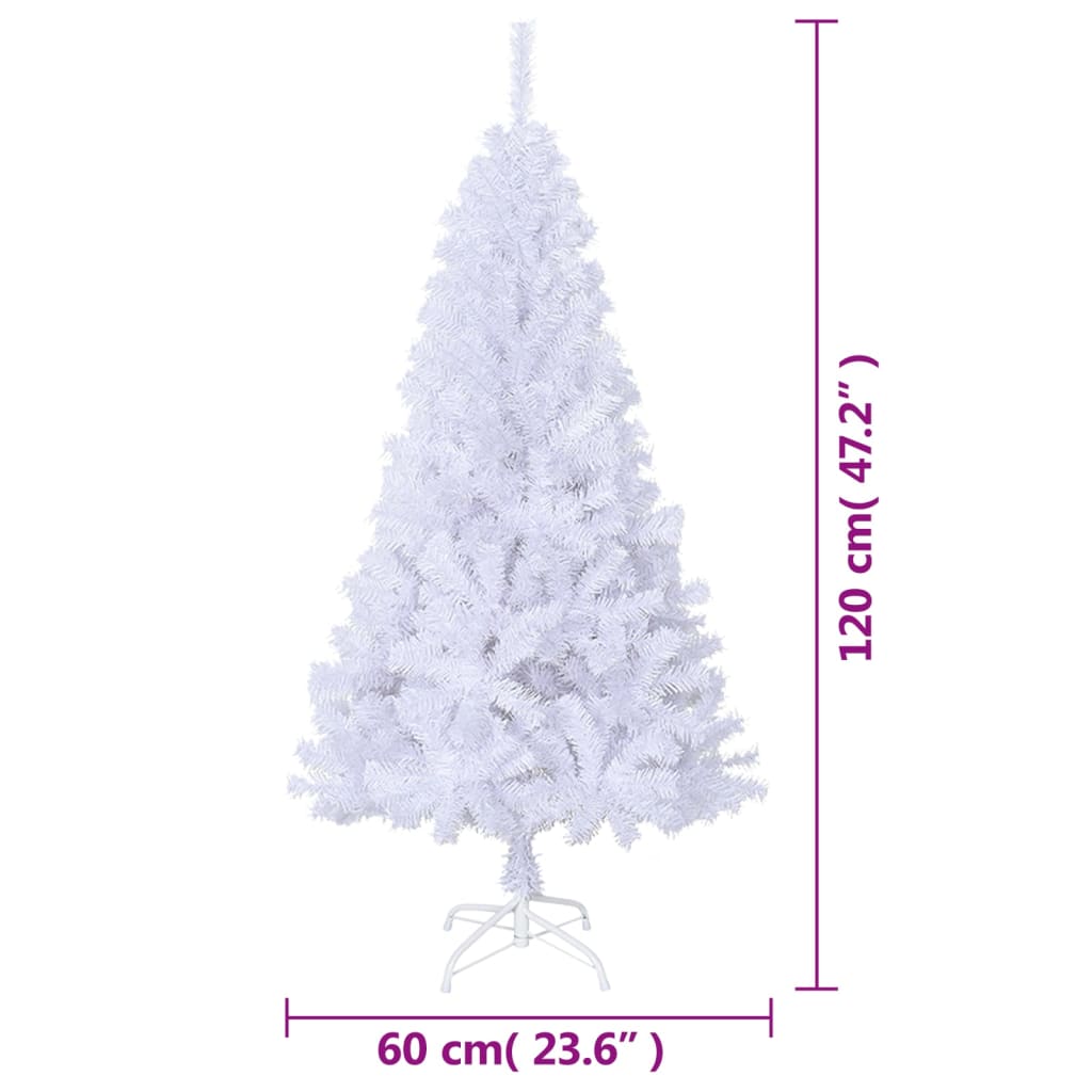 vidaXL Umjetno božićno drvce s gustim granama bijelo 120 cm PVC