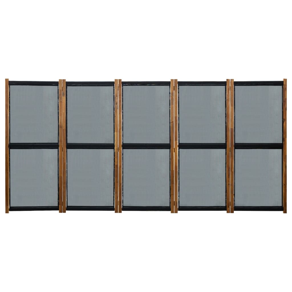 vidaXL Sobna pregrada s 5 panela crna 350 x 170 cm