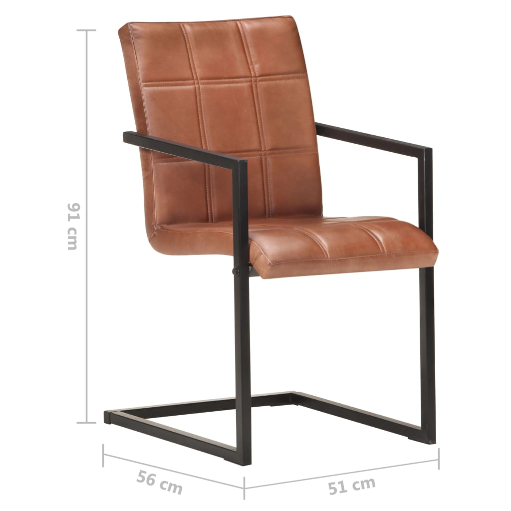 vidaXL Konzolne blagovaonske stolice od prave kože 2 kom smeđe