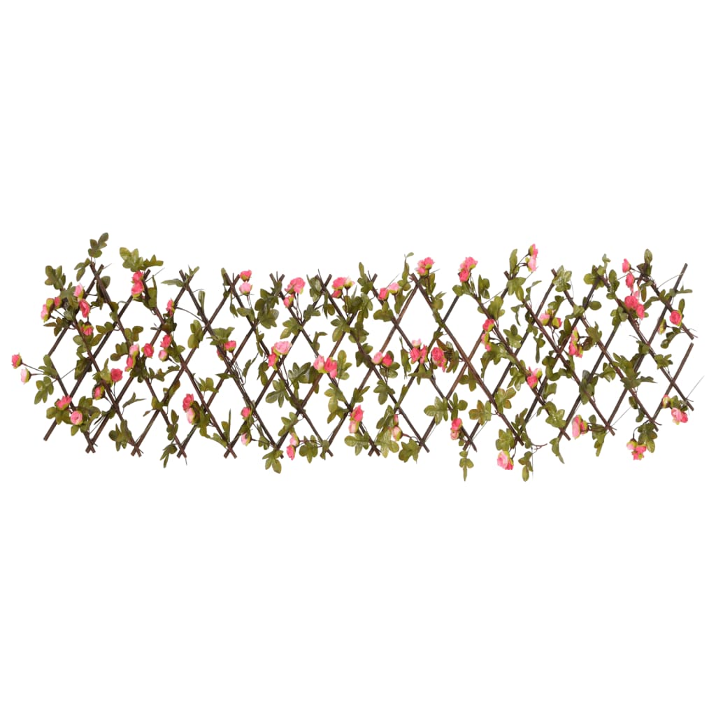 vidaXL Proširiva rešetka od umjetnog bršljana roza 180 x 20 cm