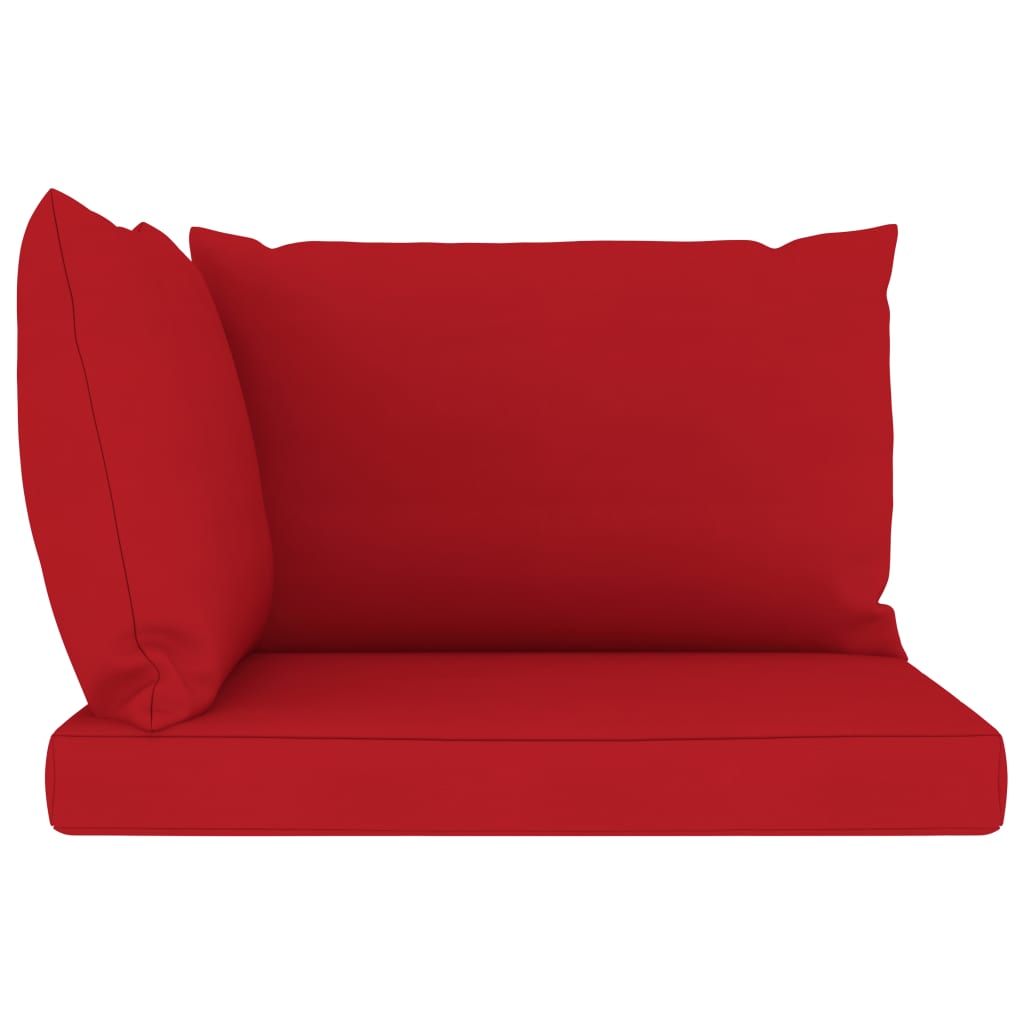 vidaXL Vrtni dvosjed od paleta od borovine s crvenim jastucima