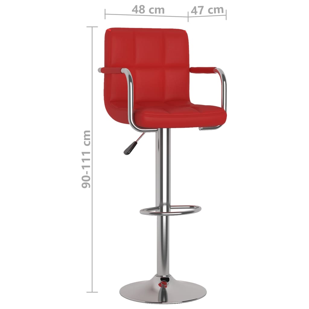 vidaXL Barski stolci od umjetne kože 2 kom crvena boja vina