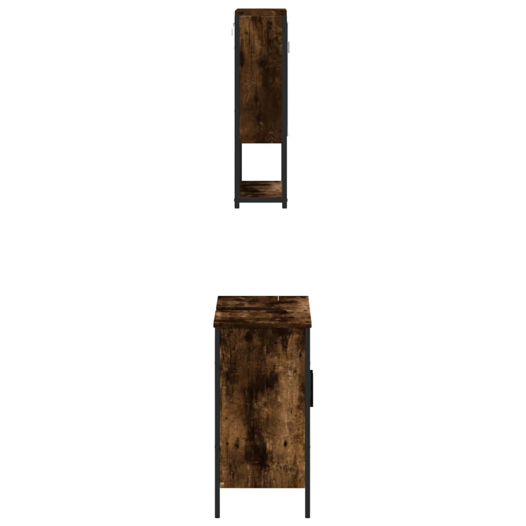 vidaXL 2-dijelni set kupaonskog namještaja dimljena boja hrasta drveni