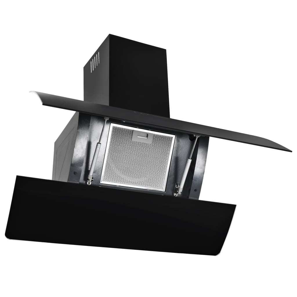 vidaXL Zidna kuhinjska napa od nehrđajućeg čelika 756 m³/h 90 cm crna