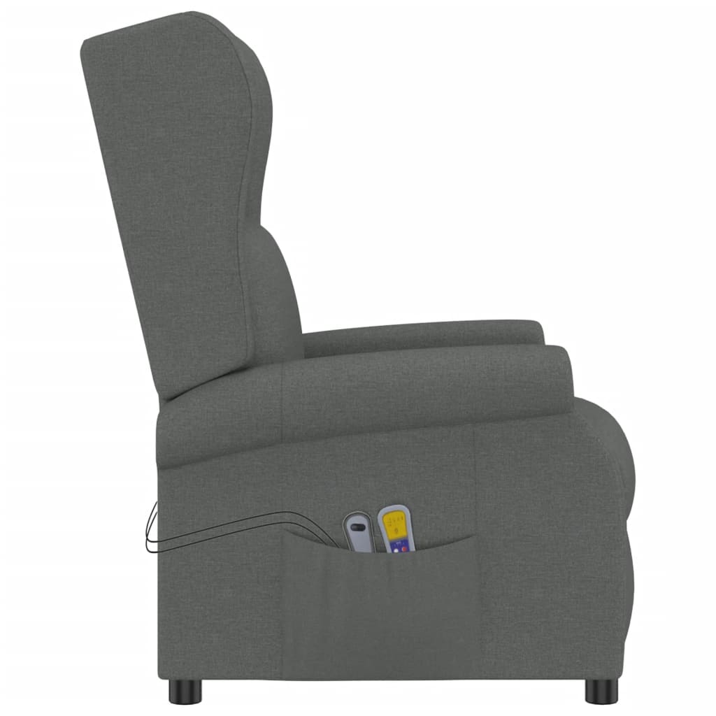 vidaXL Električna masažna fotelja krilni naslon tamnosiva od tkanine