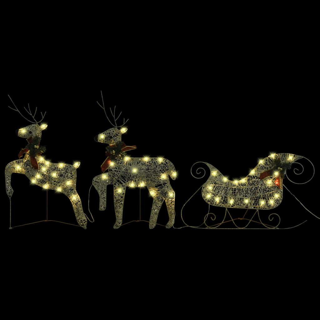 vidaXL Ukrasni božićni sobovi i saonice 100 LED žarulja vanjski zlatni