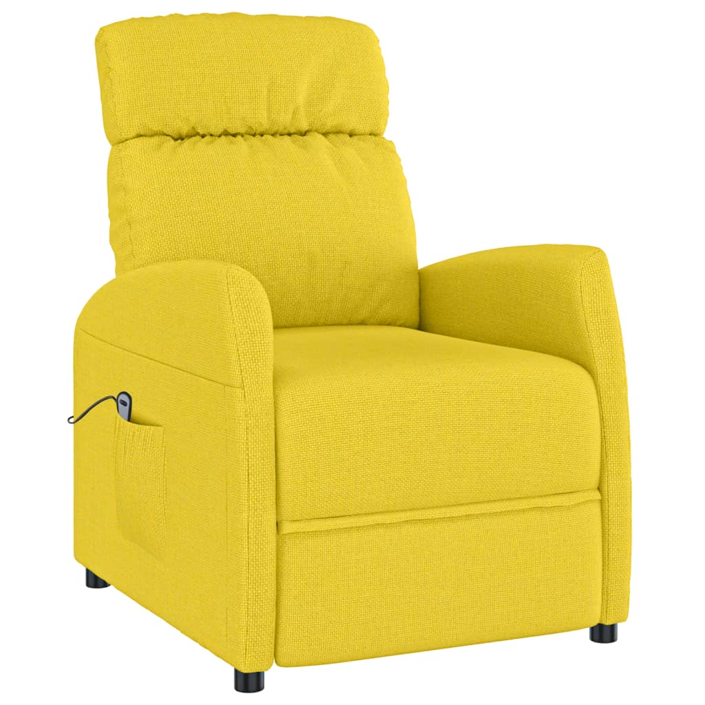 vidaXL Fotelja na podizanje od tkanine svjetložuta