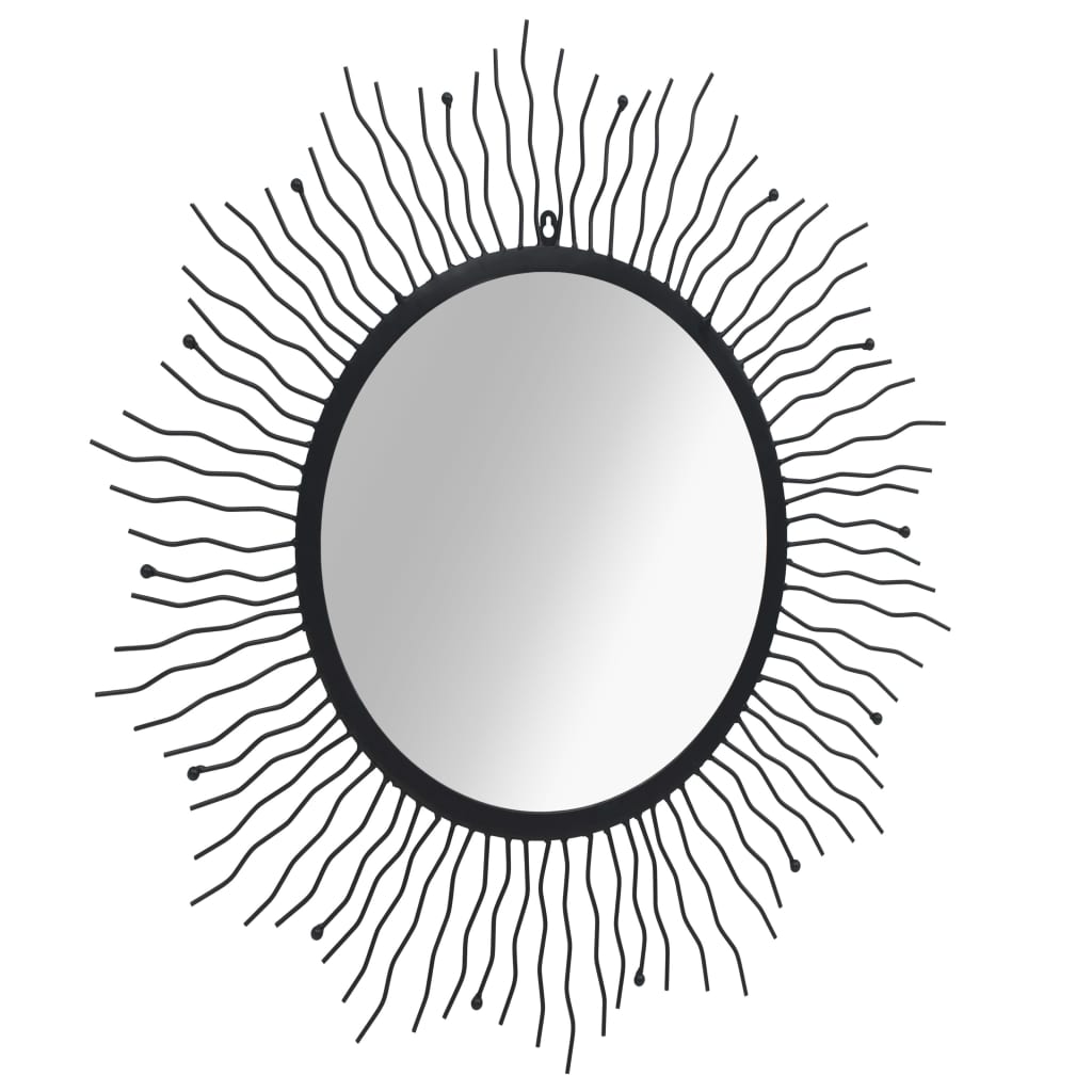 vidaXL Zidno ogledalo u obliku sunca 80 cm crno