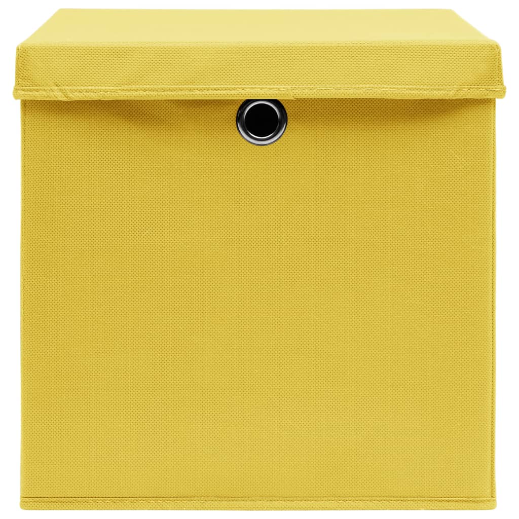 vidaXL Kutije za pohranu s poklopcima 10 kom žute 32x32x32 cm tkanina