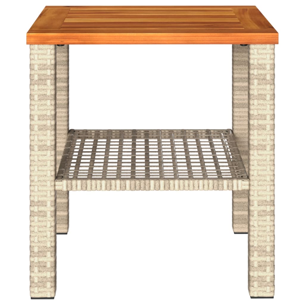 vidaXL Vrtni stol bež 40x40x42 cm od poliratana i drva bagrema