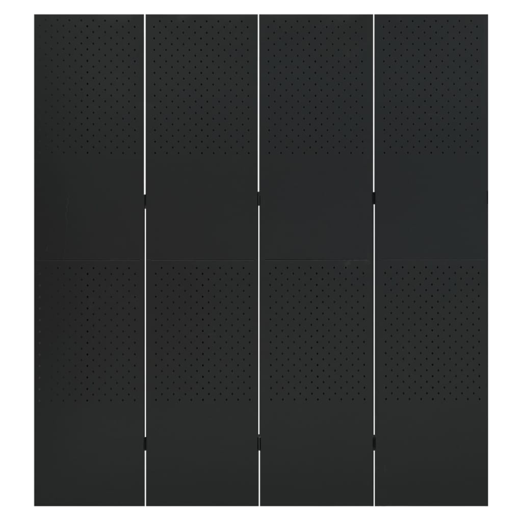 vidaXL Sobna pregrada s 4 panela crna 160 x 180 cm čelična