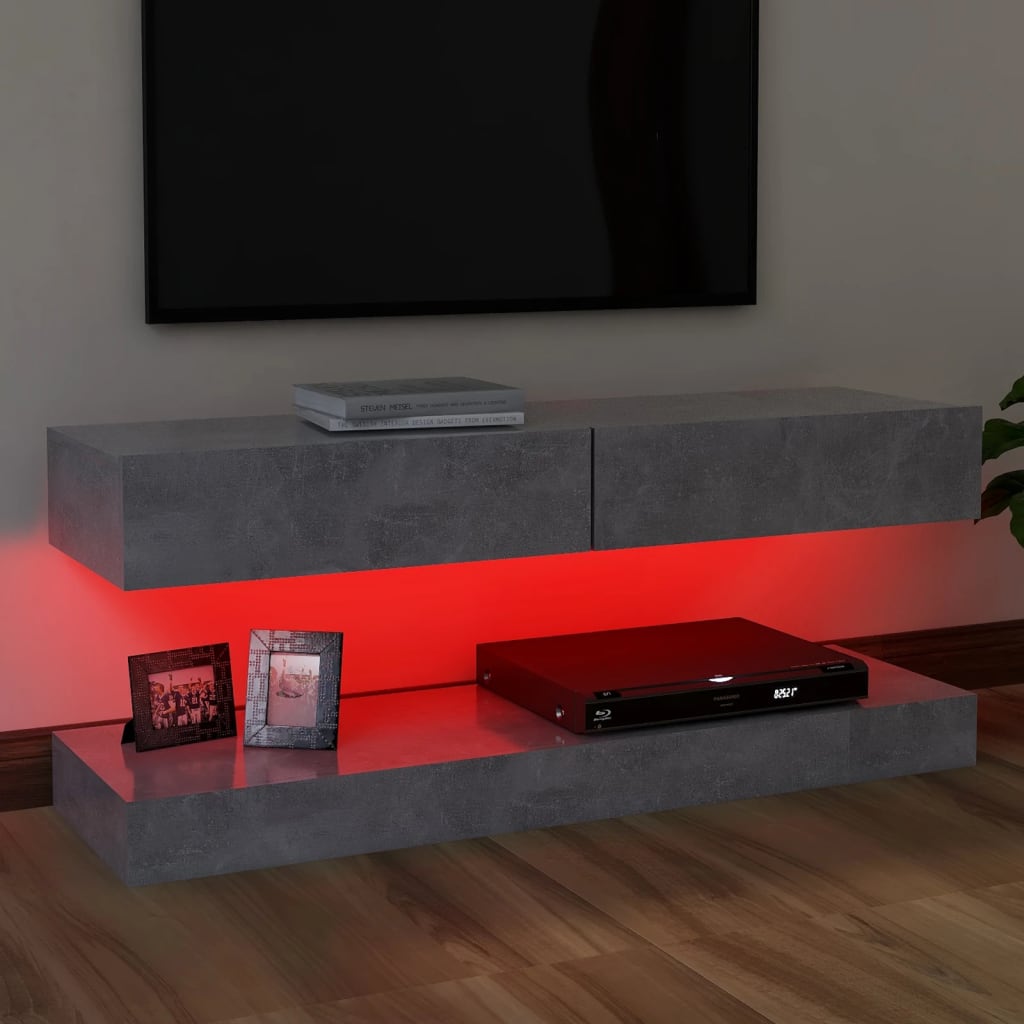 vidaXL TV ormarić s LED svjetlima siva boja betona 120 x 35 cm