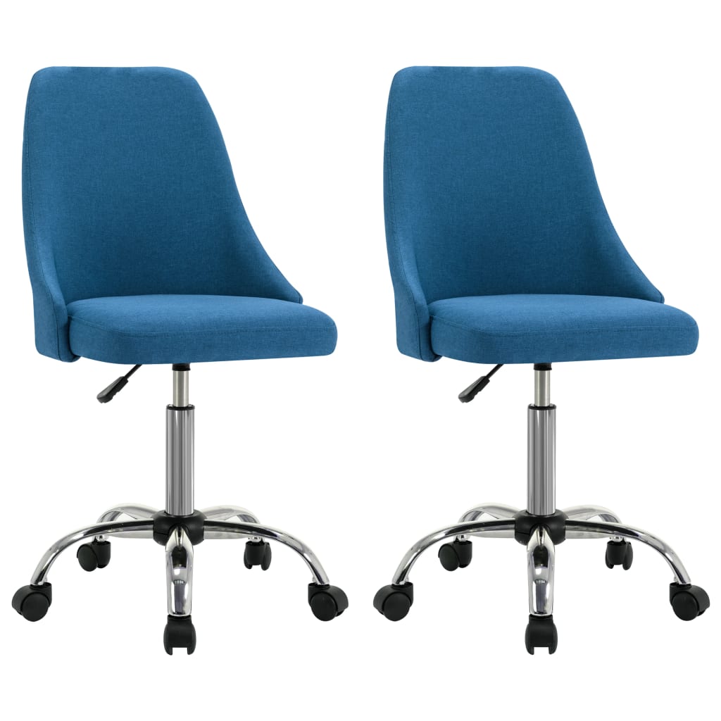 vidaXL Uredske stolice od tkanine s kotačima 2 kom plave