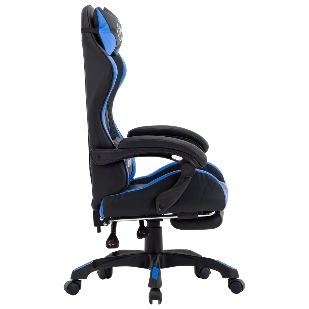 vidaXL Igraća stolica od umjetne kože s osloncem za noge plavo-crna