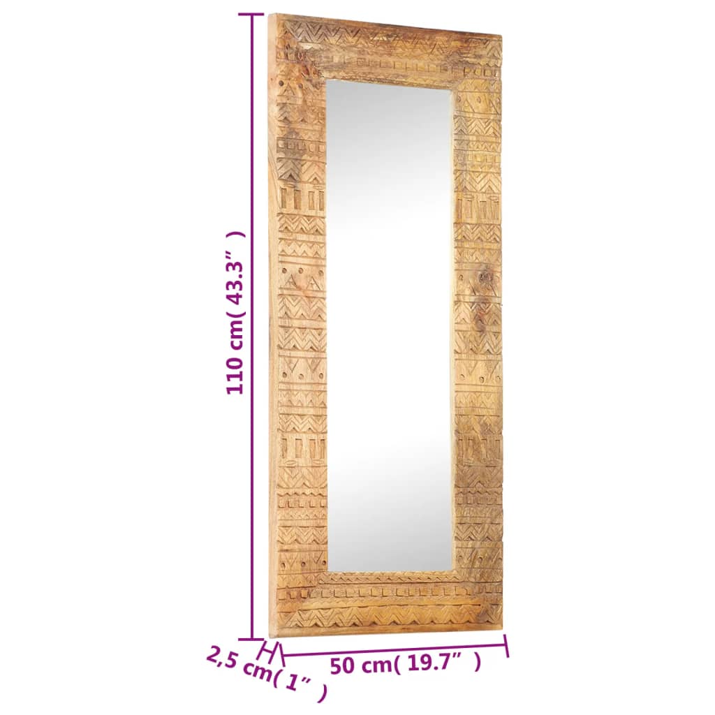vidaXL Ručno izrezbareno ogledalo 110 x 50 x 2,5 cm masivno drvo manga