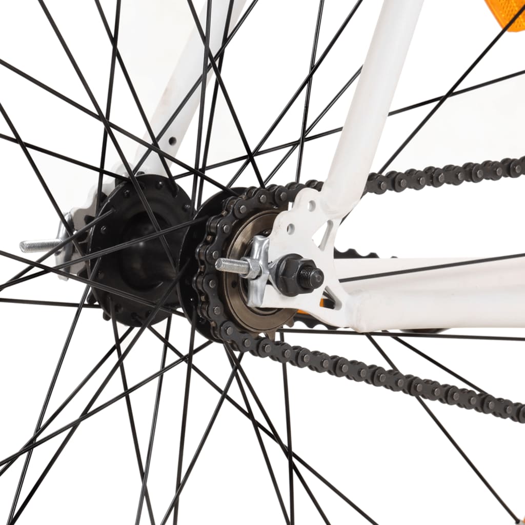 vidaXL Bicikl s fiksnim zupčanikom bijelo-narančasti 700c 59 cm