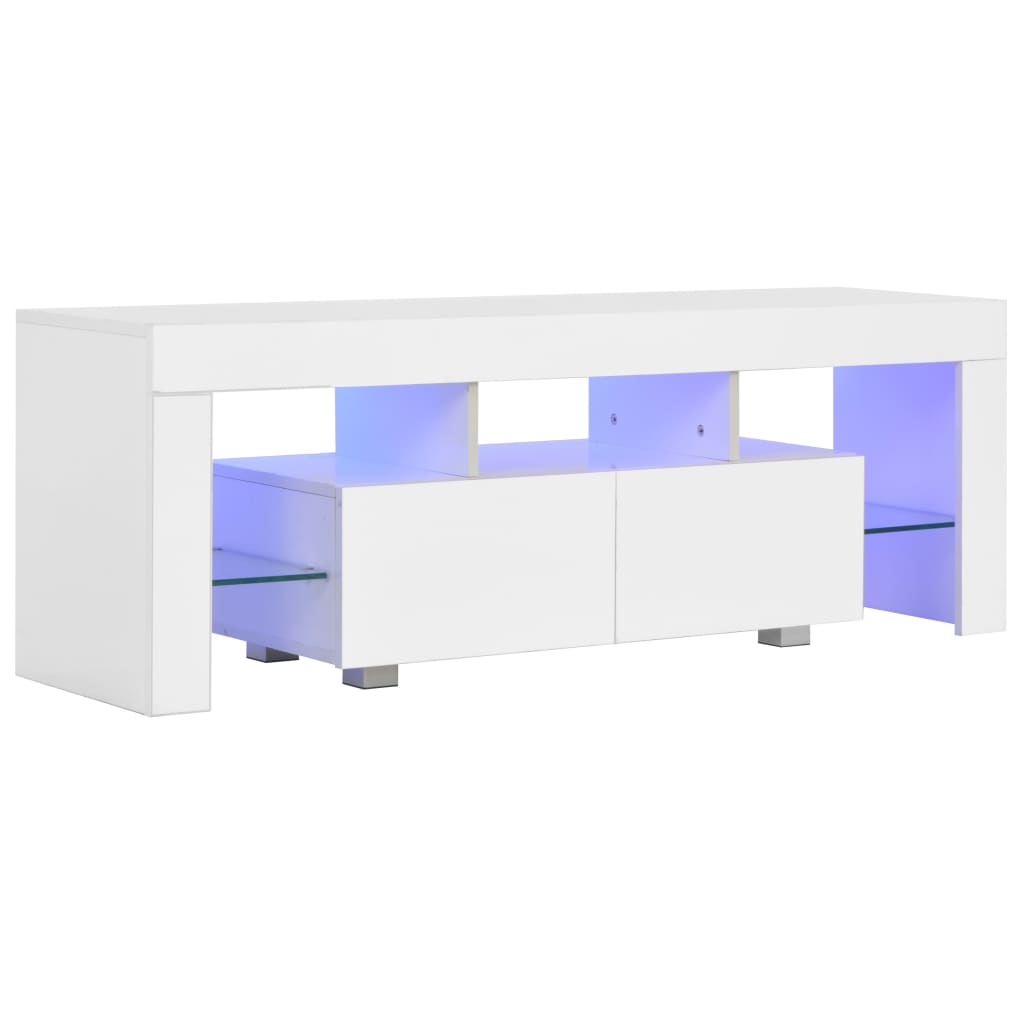 vidaXL TV ormarić s LED svjetlima visoki sjaj bijeli 130x35x45 cm