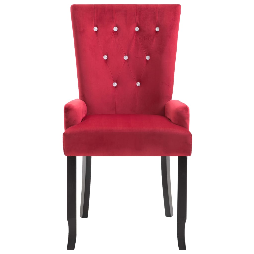 vidaXL Blagovaonska stolica s naslonima za ruke crvena baršunasta