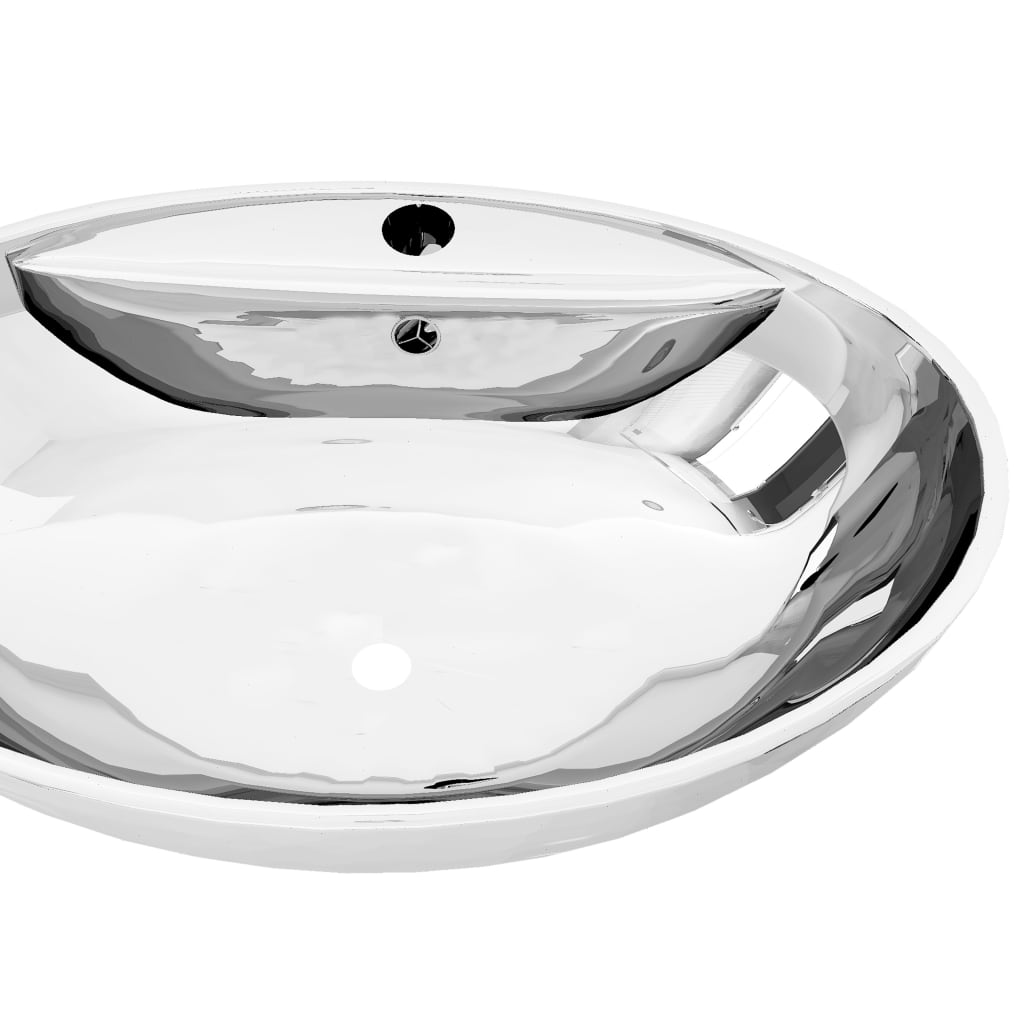 vidaXL Umivaonik sa zaštitom od prelijevanja 58,5x39x21 cm keramički srebrni
