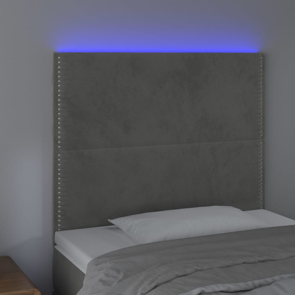 vidaXL LED uzglavlje svjetlosivo 100x5x118/128 cm baršunasto