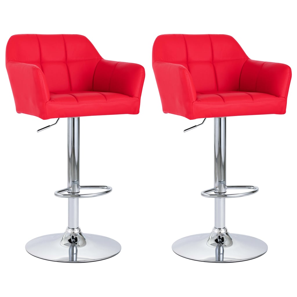 vidaXL Barski stolci s naslonima za ruke 2 kom crveni od umjetne kože