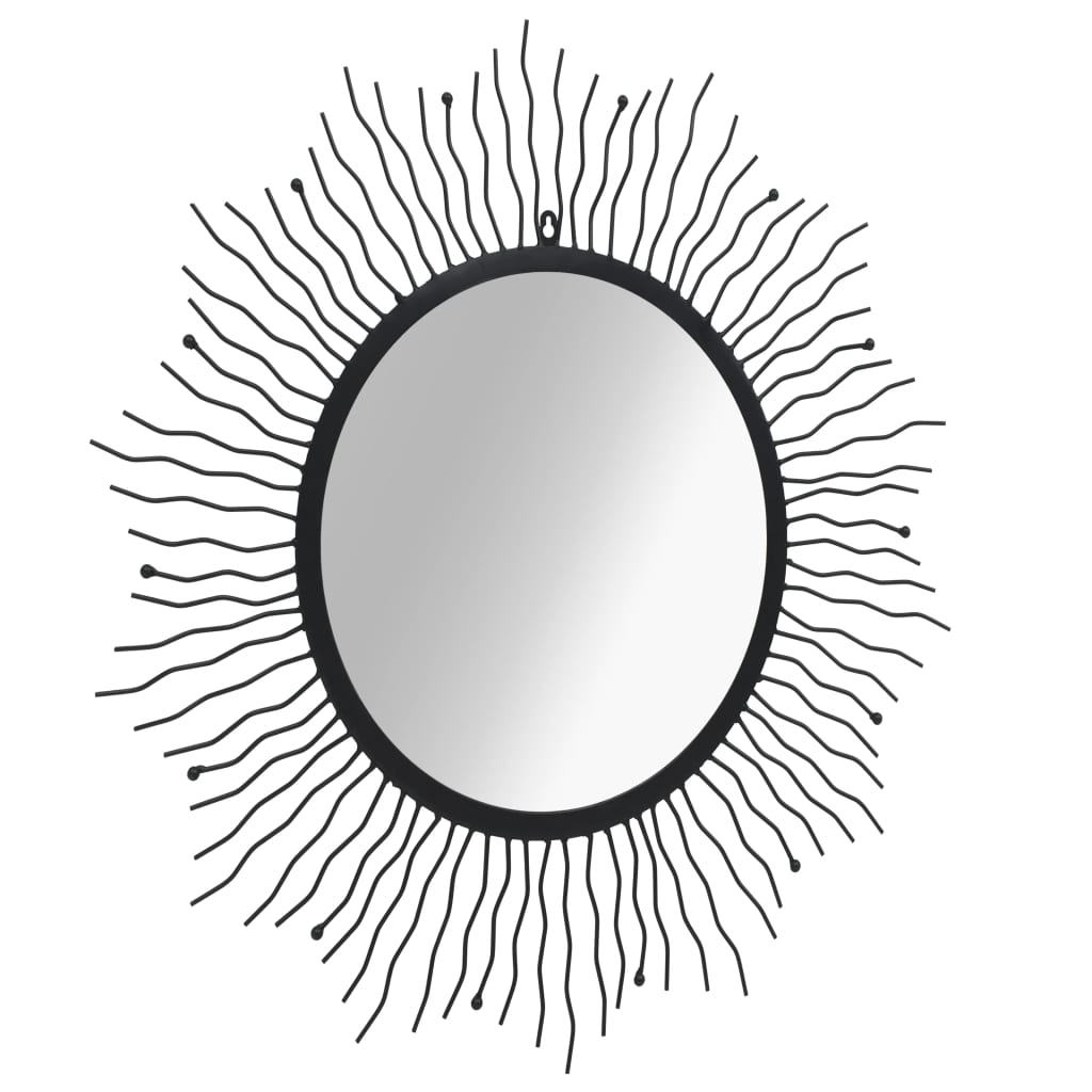 vidaXL Vrtno zidno ogledalo u obliku sunca 80 cm crno
