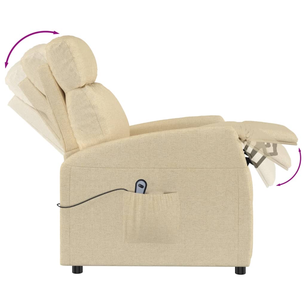 vidaXL Fotelja na podizanje od tkanine krem