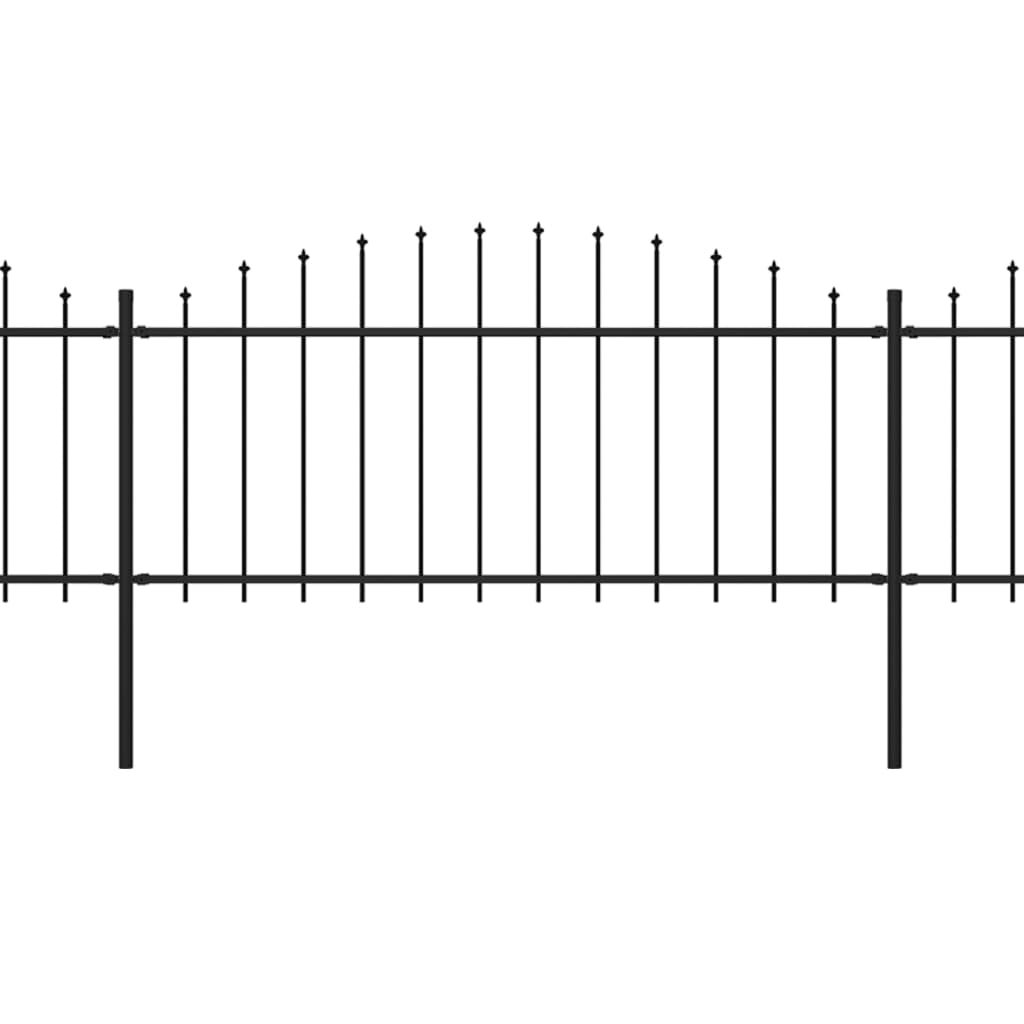 vidaXL Vrtna ograda s ukrasnim kopljima (0,5-0,75) x 10,2 m čelična crna