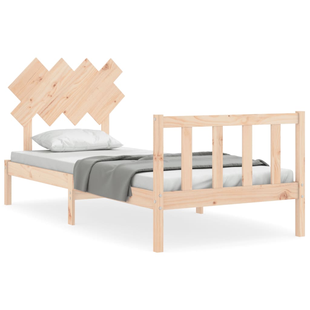 vidaXL Okvir kreveta s uzglavljem 90 x 200 cm od masivnog drva