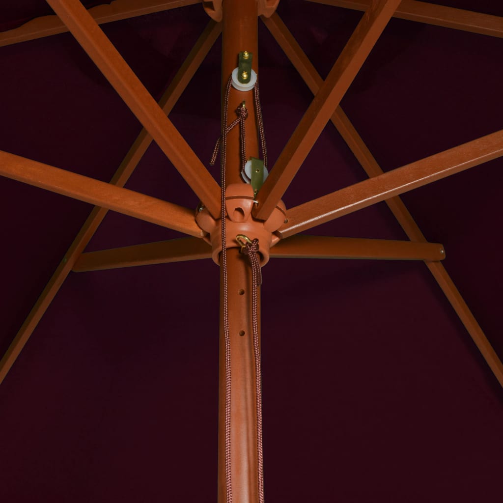 vidaXL Vrtni suncobran s drvenom šipkom bordo 200 x 300 cm