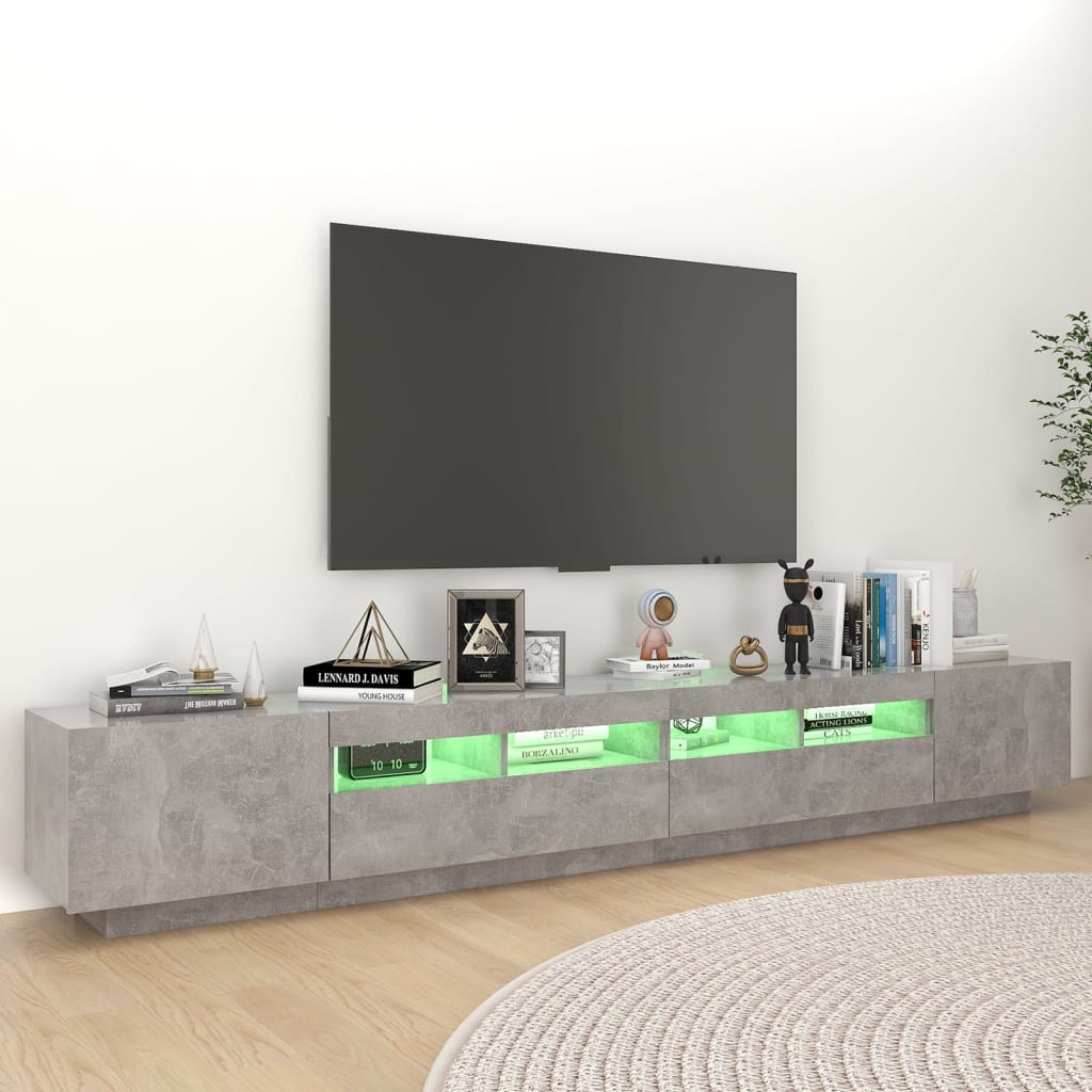 vidaXL TV ormarić s LED svjetlima siva boja betona 260 x 35 x 40 cm
