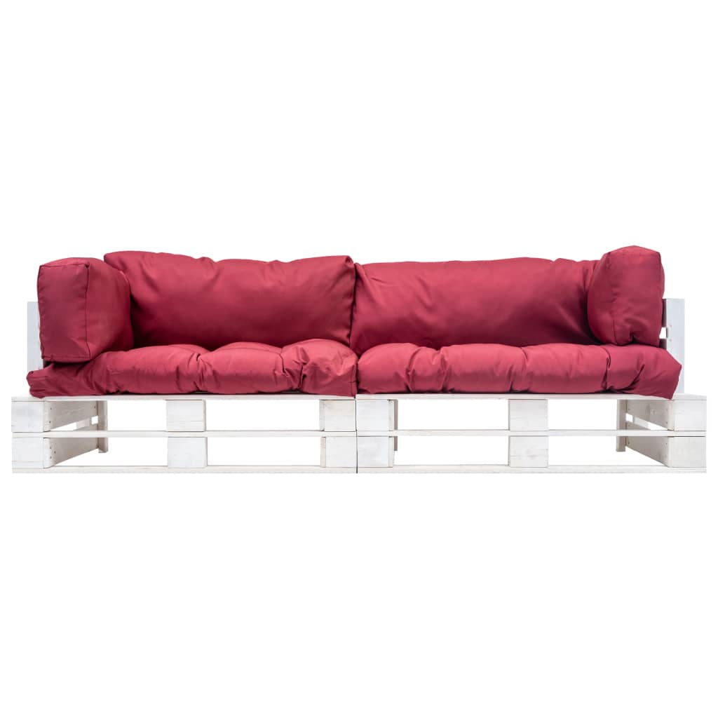 vidaXL 2-dijelni vrtni set sofa od paleta s crvenim jastucima borovina