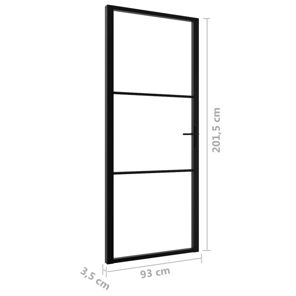 vidaXL Sobna vrata od stakla ESG i aluminija 93 x 201,5 cm crna
