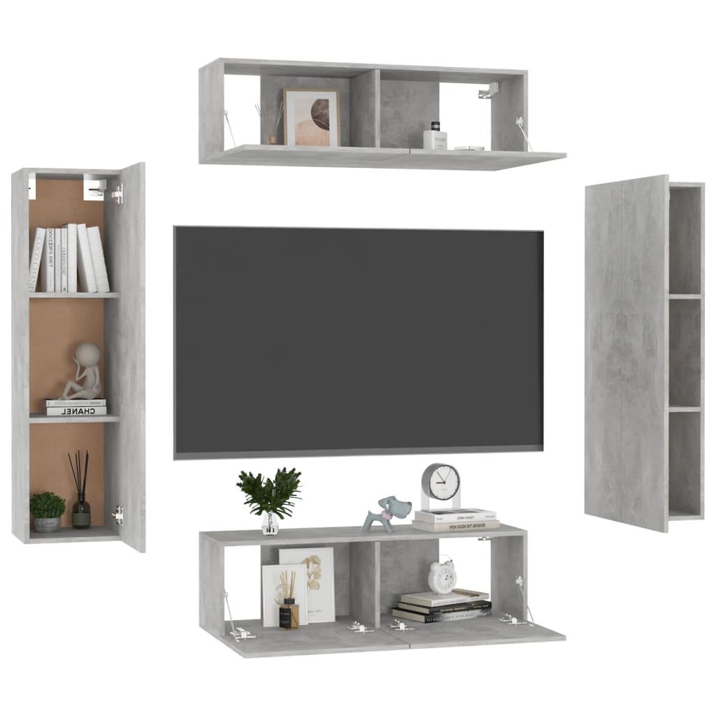 vidaXL 4-dijelni set TV ormarića siva boja betona od iverice
