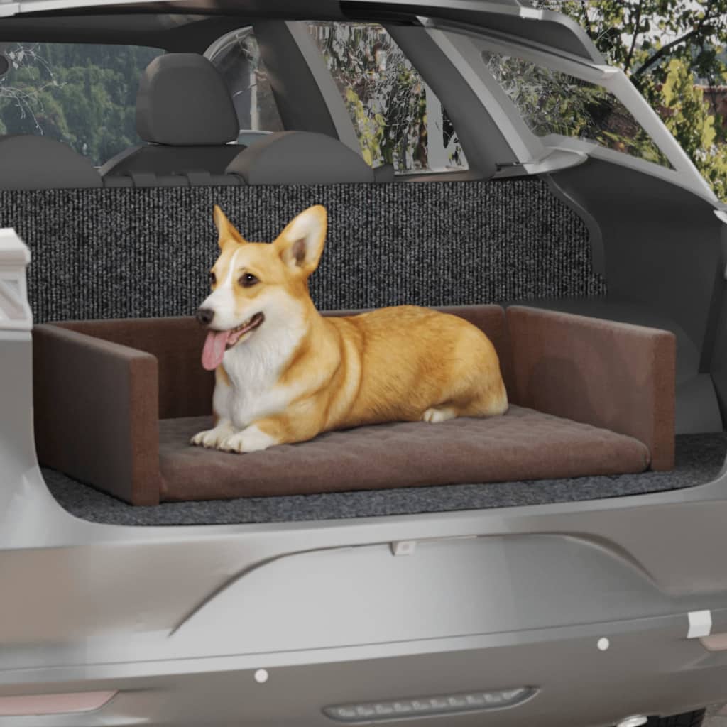 vidaXL Krevet za pse za prtljažnik smeđi 110x70 cm s izgledom platna